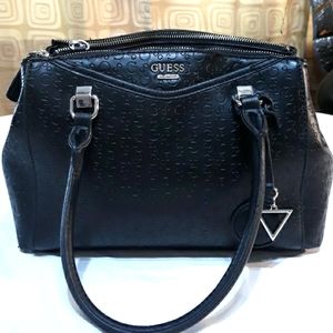 Guess embossed black leather tote
